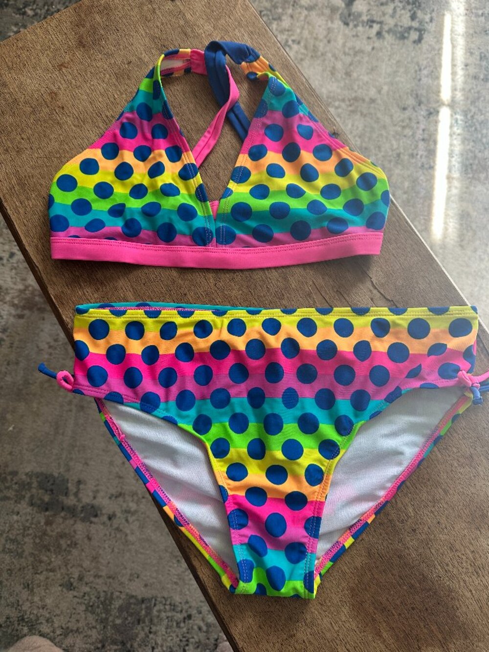 Tween Polka Dot Bikini Set | High Waisted Two-Piece Swimsuit | Girls Size 16